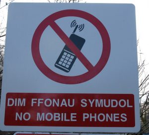 no mobile phones in welsh and english